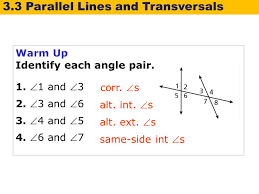 Which angle looks similar in its relationship between the other parallel line and the transversal? 3 3 Parallel Lines And Transversals Holt Geometry Warm Up Warm Up Lesson Presentation Lesson Presentation Lesson Quiz Lesson Quiz Ppt Download