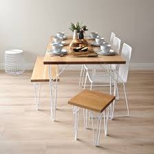 Dining kitchen set of 2 chair warm solid wood in white finish. Tongariro Oak Dining Table Handcrafted Furniture Ico Traders