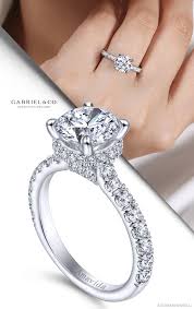 18k White Gold Round Diamond Engagement Ring Pave Engagement Ring Unique Engagement Rings Round Diamond Engagement Rings
