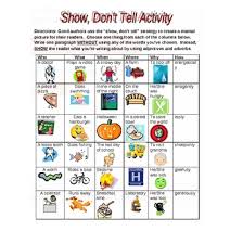 Worksheets Show Don T Tell Worksheet Beg Borrow And Teach Show Dont Tell Tell Writing Mini Lessons Writing Activities Classroom Writing