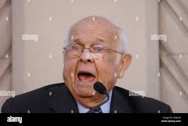 Honorary Mayor of Hollywood Johnny Grant, left, stands alongside actress  Salma Hayek, Major General Peter Gravett, Commanding General , 40th  Division, of the California National Guard and actor Garrett Morris stand  infront