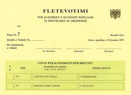 Albania Ballot Paper For Parliamentary Elections 2nd Round 1997