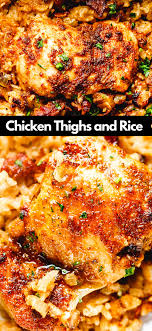 Easy Chicken Thighs And Rice Casserole In 2020 Baked Chicken Thighs Chicken Thigh Recipes Baked Easy Rice Recipes