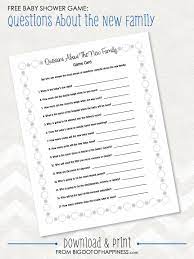 Together we will beat cancer Free Baby Shower Game Questions About The New Family Big Dot Of Happiness