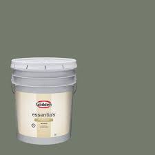 Glidden Essentials 5 gal. PPG1128-6 Thyme Green Flat Exterior Paint  PPG1128-6EX-05F