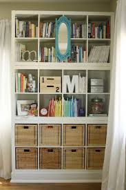 Although extremely heavy (74 lbs), ikea's kallax shelves are something you'll fall in love with after you're put them together. 3 Kallax Shelves From Ikea Stacked On Top Of Each Other Bottom 2 Rows Use Baskets To Hide Miscellaneo Bookshelves Built In Ikea Expedit Bookcase Home Diy