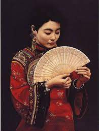Girl With A Fan Painting Li Feng Di Oil Paintings Oil Painting Reproductions Oil Painting Hand Held Fan