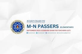 M-N PASSERS ELEMENTARY: September 2023 Licensure Examination for Teachers  (LET) Results