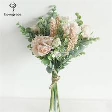 The most traditionally used type of arrangement for wedding flowers is the round bouquet. White Pink Artificial Mixed Roses Flowers Bouquet Silk Flowers Green Eucalyptus Fall Fake Leaves Bunch Wedding Home Party Decor Wedding Bouquets Aliexpress