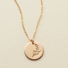 Birth Month Flower Necklace Australia May Birth Flower Lily Of The Valley May Birth Flowers Birth Flowers Gold Bar Necklace Personalized