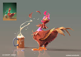 Chicken Beer Hadrien Gouedard Beer Chicken 3d Art Cartoon Chicken