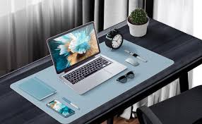 The large 35.4″ x 17″ sky blue desk pad is an easy to clean home and office use table protector. Waterproof Desk Writing Mat For Office Home Dual Sided Desk Mat Famedy Pu Leather Desk Pad Laptop Keyboard Desk Blotter Protector Light Blue 60 30cm Large Mouse Pad Office Supplies Desk Accessories
