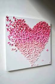 Vlinders Vormen Een Hart Op Canvas Geplakt Door Ploink Hartknutsels Doe Het Zelf Kunst Diy Ambachten