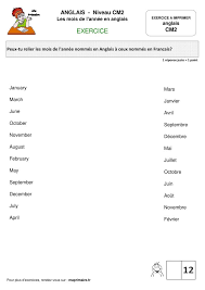 Ludique, simple à utiliser, accès parent pour suivre votre enfant. Cm2 Exercice A Imprimer Les Mois De L Annee En Anglais Classe De Primaire