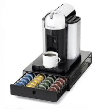 Create barista grade brewed single serve coffee or espresso cups at the touch of a single button; Nespresso Vertuoline Capsule Drawer 6145
