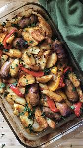 Italian Sausage Bake In 2020 Pork Sausage Recipes Sausage Dishes Stuffed Peppers