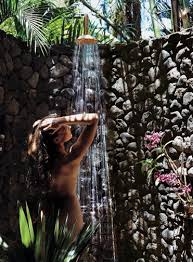 Lava Rock Shower Awesomeness Rock Shower Outdoor Shower Outdoor Baths