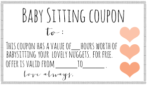 The babysitter gift card is the perfect gift for every parent! Free Babysitting Coupon Template Babysitting Coupon Coupon Template Gift Certificate Template Word