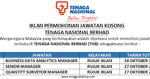 Borang permohonan rumah pprt 2021 & cara memohon rumah program perumahan rakyat termiskin ppr. Permohonan Pelbagai Jawatan Kosong Di Tenaga Nasionl Berhad Tnb Oktober 2019 Kerjaya Terkini