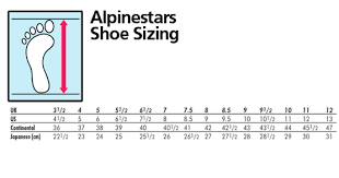 Alpinestars Size Chart Footwear Related Keywords