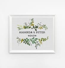 Stitch size is 55 wide by 87 high. Custom Wedding Cross Stitch Pattern Geometric Floral Wreath Etsy
