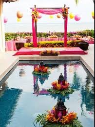 Outdoor Hindu Mehndi Night Decor Google Search Pool Wedding Decorations Wedding Pool Party Decorations Pool Wedding
