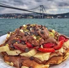 Bosphorus Bridge Istanbul Turkey Waffles Food Breakfast