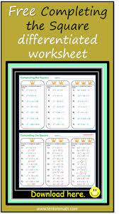 Completing The Square Differentiated Questions Worksheet Completing The Square Teacher Created Resources Teaching Math