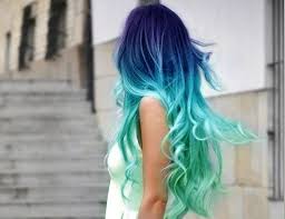 Blues and greens make beautiful ombrés when paired with any natural hair color. Ombre Blue Hair So Pretty Wish I Could Pull Something Like This Off Hair Styles Dip Dye Hair Long Hair Styles