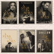 A star is born is a 1976 american musical romantic drama film directed by frank pierson, written by pierson, john gregory dunne, joan didion, and starring barbra streisand, kris kristofferson, gary busey, paul mazursky, and joanne linville.the film's narrative follows a young singer who meets and falls in love with an established rock and roll star, only to find her career ascending while his. A Star Is Born Movie Posters Bradley Cooper Lady Gaga Poster Wall Art Picture Kraft Paper Posters Room Decor Wall Sticker Wall Stickers Aliexpress