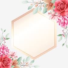 Elegant Floral Border Decorative With Golden Geometric Frame Floral Clipart Card Floral Png And Vector With Transparent Background For Free Download Floral Border Framed Wallpaper Photo Frame Wallpaper