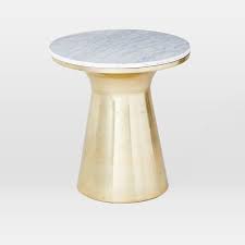 Reeve mid century coffee table marble west elm. Marble Topped Pedestal Side Table White Marble Antique Brass