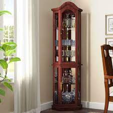 Modernize an old curio cabinet with paint. Classicliving Corner Curio Cabinet With Lighting Reviews Wayfair Co Uk