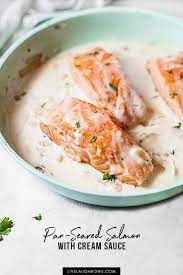 Salmon With Cream Sauce A Pan Seared Salmon Cooked In A Delicious Zesty And Herb Sauce Perfect For A H Salmon With Cream Sauce Cooking Salmon Cooking Cream