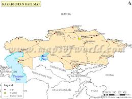 Das streckennetz der ktz umfasst etwa 16.000 km und ist in russischer breitspur gebaut. Kazakhstan Rail Map Railway Map Of Kazakhstan