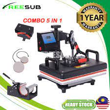 On smaller plastic products flat. 30 38cm 5 In 1 Combo Heat Press Sublimation Machine Heat Press Printer For T Shirts Plates Cap Mug Phone Covers Shopee Malaysia