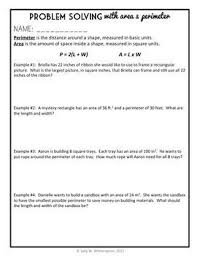 Area Perimeter Lesson Problem Solving 4th Grade Word Problem Packet Quiz Problem Solving Chemistry Worksheets Perimeter Lessons