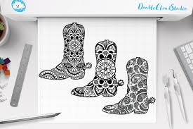 Download Cowboy Boot Mandala Svg Country Western Mandala Clipart Cowgirl By Doodle Cloud Studio Thehungryjpeg Com