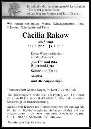 Raków was founded in 1569 by jan sienieński , a calvinist who was castellan of. Traueranzeigen Von Cacilia Rakow Nordwest Trauer De