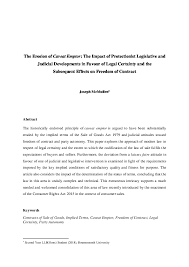 Doc The Erosion Of Caveat Emptor The Impact Of Protectionist Legislative And Judicial Developments In Favour Of Legal Certainty And The Subsequent Effects On Freedom Of Contract Joseph M Mcmullen
