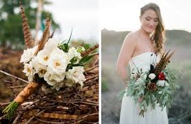 When it comes to choosing the blooms you'll carry down the aisle, why go the expected route? 20 Wedding Bouquets With Feather Details Southbound Bride