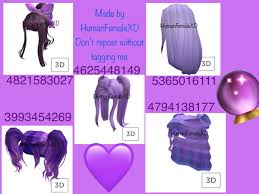 Thanks for watching and comment your favorite catalog item and i will reply the code. Purple Hair Roblox Codes Roblox Codes Roblox Roblox Pictures