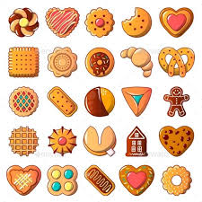Cookies Biscuit Icons Set Cartoon Style Cute Food Drawings Cookie Drawing Cartoon Styles