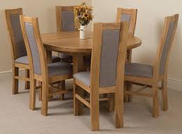 Paired with a traditional or reclaimed wood table, this transitional chair is a lovely accompaniment for your existing decor, of any style. Edmonton Solid Oak Extending Oval Dining Table With 6 Stanford Solid Oak Dining Chairs Light Oak And Grey Fabric