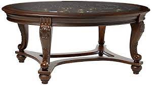 Tempered glass oval side coffee table shelf chrome base living room black. Ashley Furniture Signature Design Norcastle Glass Top Coffee Table Cocktail Height Oval Dar Coffee Table Wood Sectional Coffee Table Oval Coffee Tables