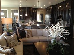 Dark Cabinets Balanced By Dark Pillows On Sofa It Works Open Living Room Design Open Concept Kitchen Living Room Open Concept Kitchen Living Room Small
