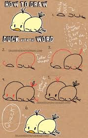 How to draw a duck. How To Draw Baby Cartoon Duck With The Word Duck Easy Tutorial For Kids How To Draw Step By Step Drawing Tutorials