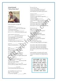 Phillip Phillips Gone Gone Gone Esl Worksheet By Expertosenidiomas