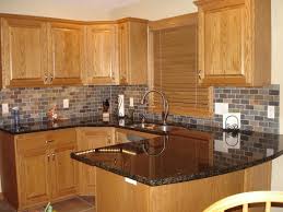 kitchen tile backsplash with oak