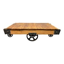 Factory cart coffee accent table, 45 x 17 x 29.5, rustic espresso/antique black,70084 Vintage Cotton Bale Cart Coffee Table Design Plus Gallery